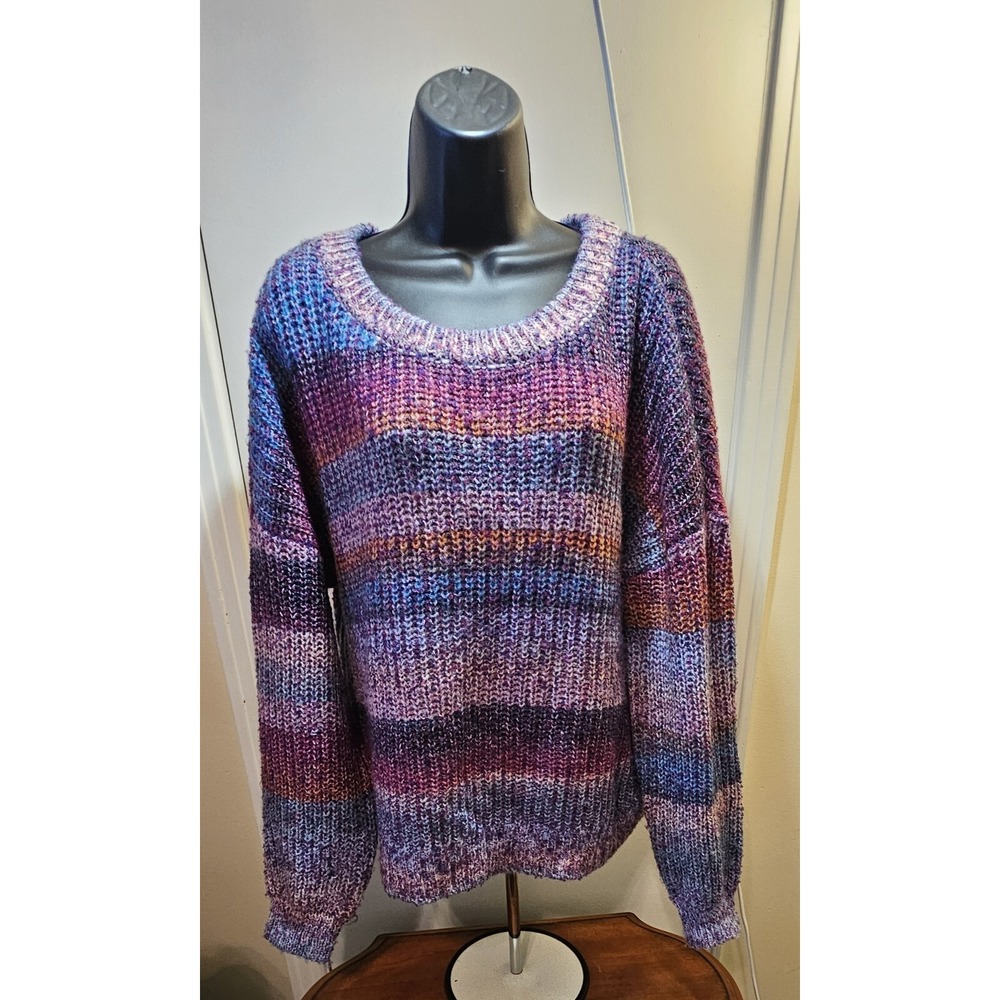 Ady P Women's Multi-colored Ultra Soft Pullover Long Sleeve Sweater Size Large